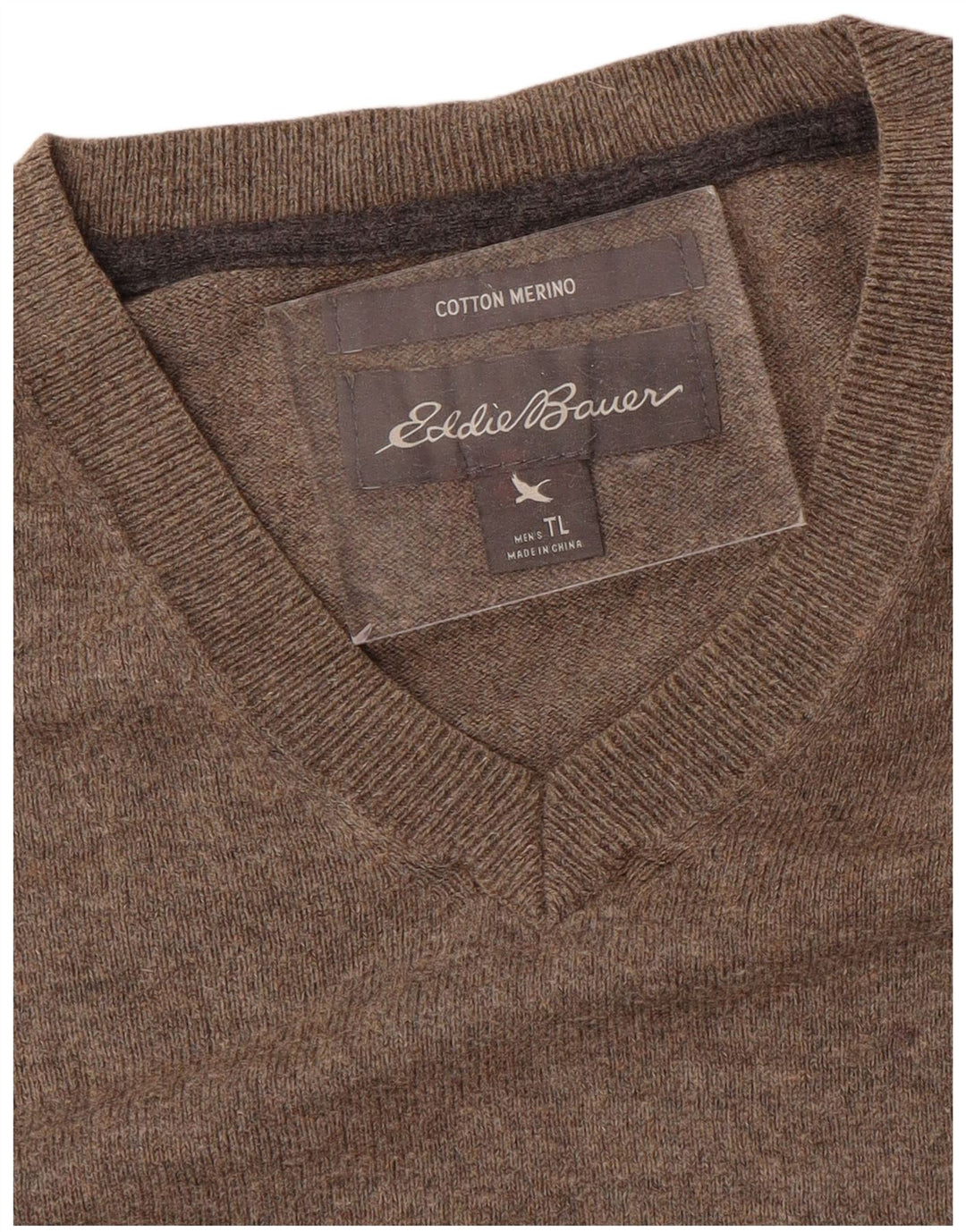 EDDIE BAUER Ανδρικό πουλόβερ με λαιμόκοψη V-λαιμόκοψη μεγάλο γκρι βαμβακερό