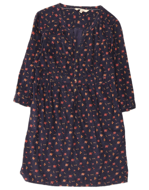 Γυναικείο φόρεμα με μανίκια 3/4 με μανίκια UK 12 Medium Navy Blue Floral