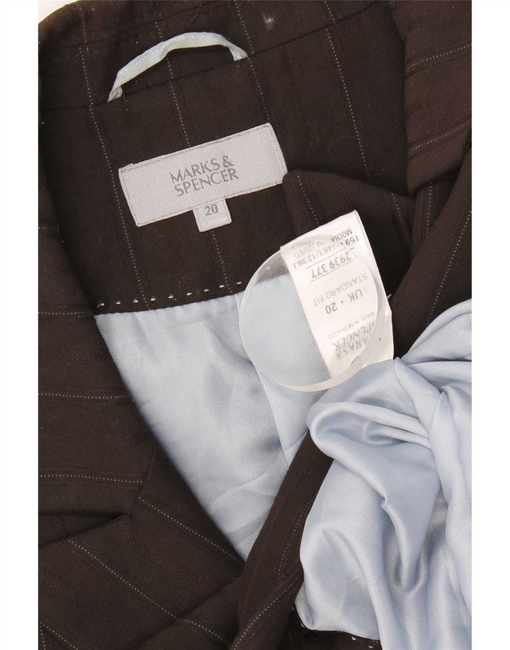 Marks & Spencer Γυναικείο Πανωφόρι UK 20 2XL Brown Pinstripe Polyester