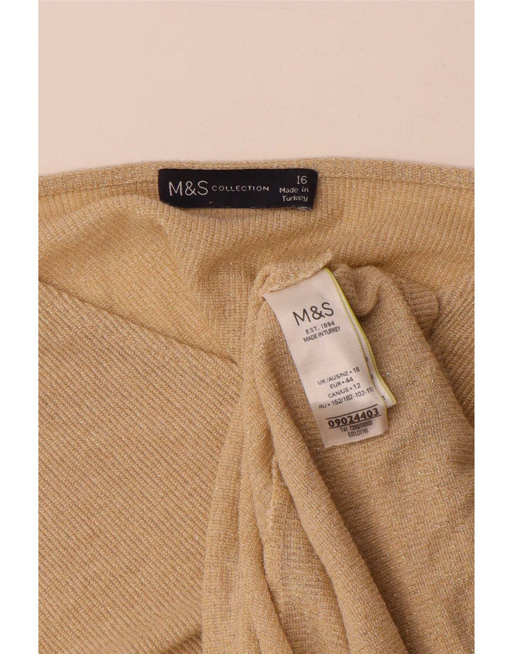 Marks & Spencer Γυναικεία μπλούζα μπλούζα τοπ UK 16 μεγάλη χρυσή βισκόζη