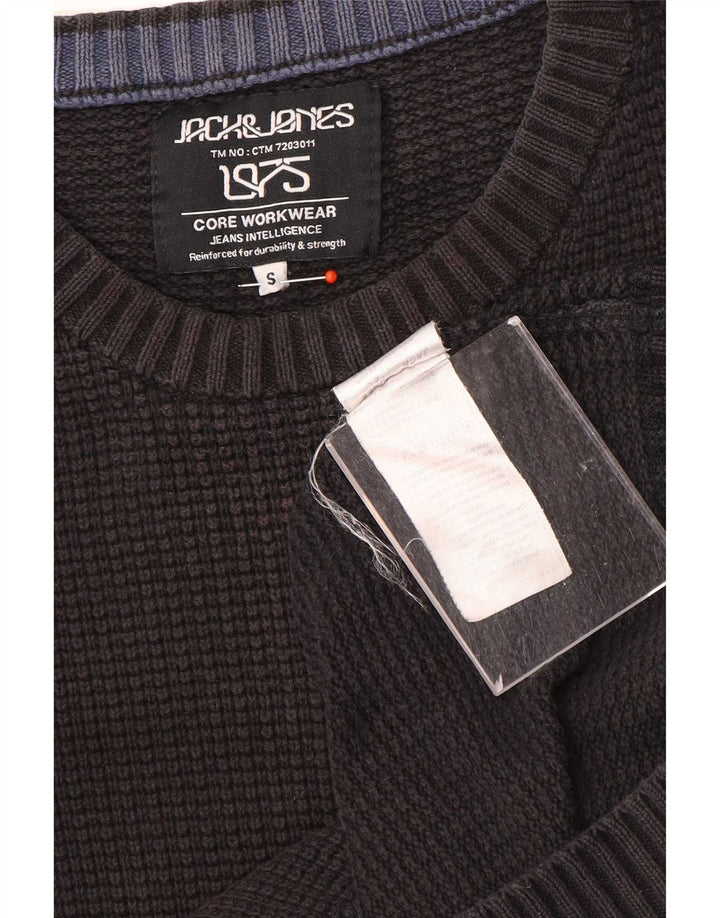 Jack & Jones Ανδρικό πουλόβερ με λαιμόκοψη, μικρό μαύρο βαμβακερό
