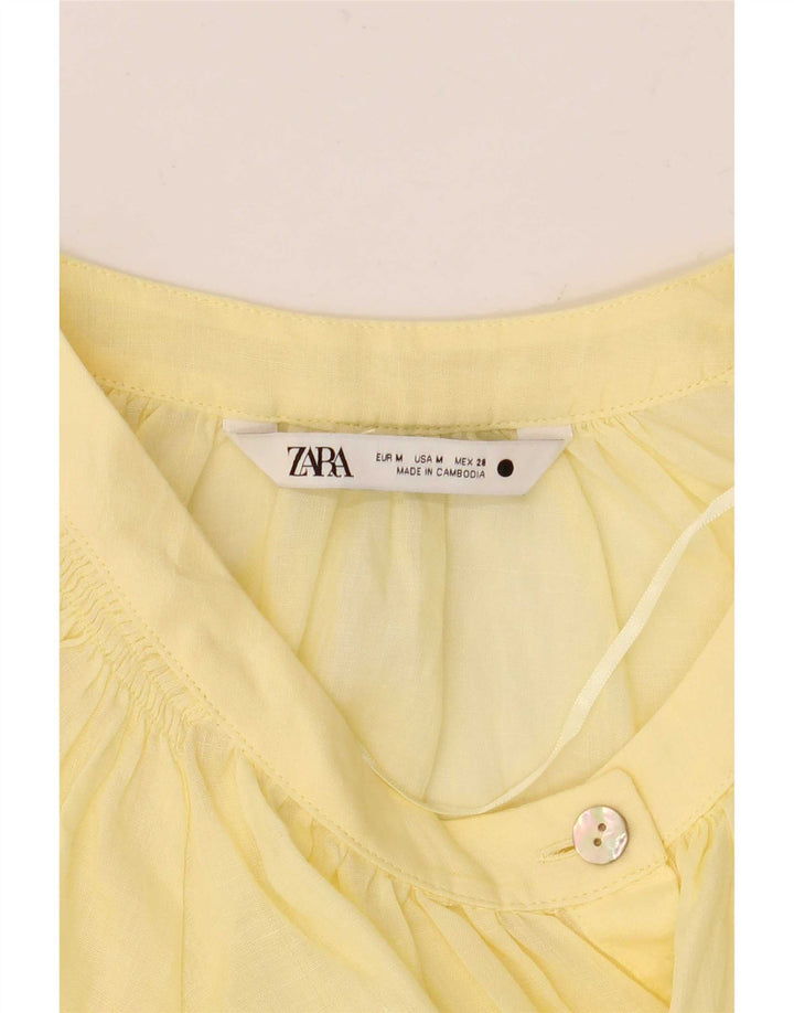 Zara Γυναικεία Μακρυμάνικη Μπλούζα Oversized Μπλούζα UK 14 Medium Yellow