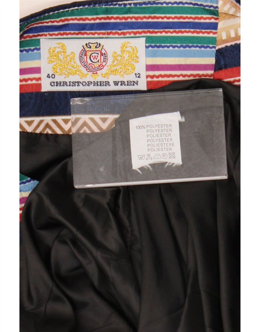 Christopher Wren Γυναικείο Πανωφόρι UK 12 Medium Navy Blue Geometric Retro