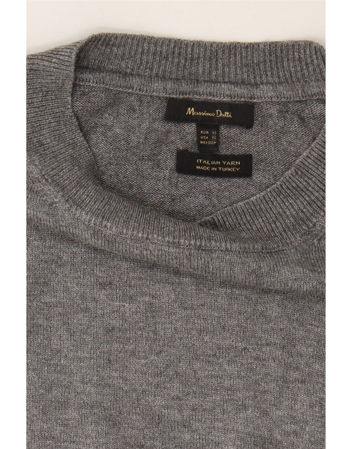 MASSIMO DUTTI Mens Oversized Crew Neck Jumper Sweater XS Grey Polyamide Vintage Massimo Dutti and Second-Hand Massimo Dutti from Messina Hembry 