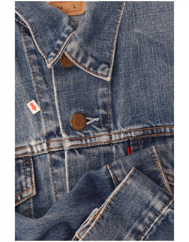 LEVI'S Γυναικείο Τζιν Μπουφάν UK 14 Μεγάλο Μπλε Βαμβακερό