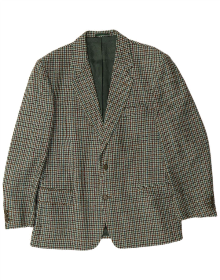 VINTAGE Ανδρικό σακάκι σακάκι με 2 κουμπιά IT 52 XL Πράσινο μαλλί Houndstooth