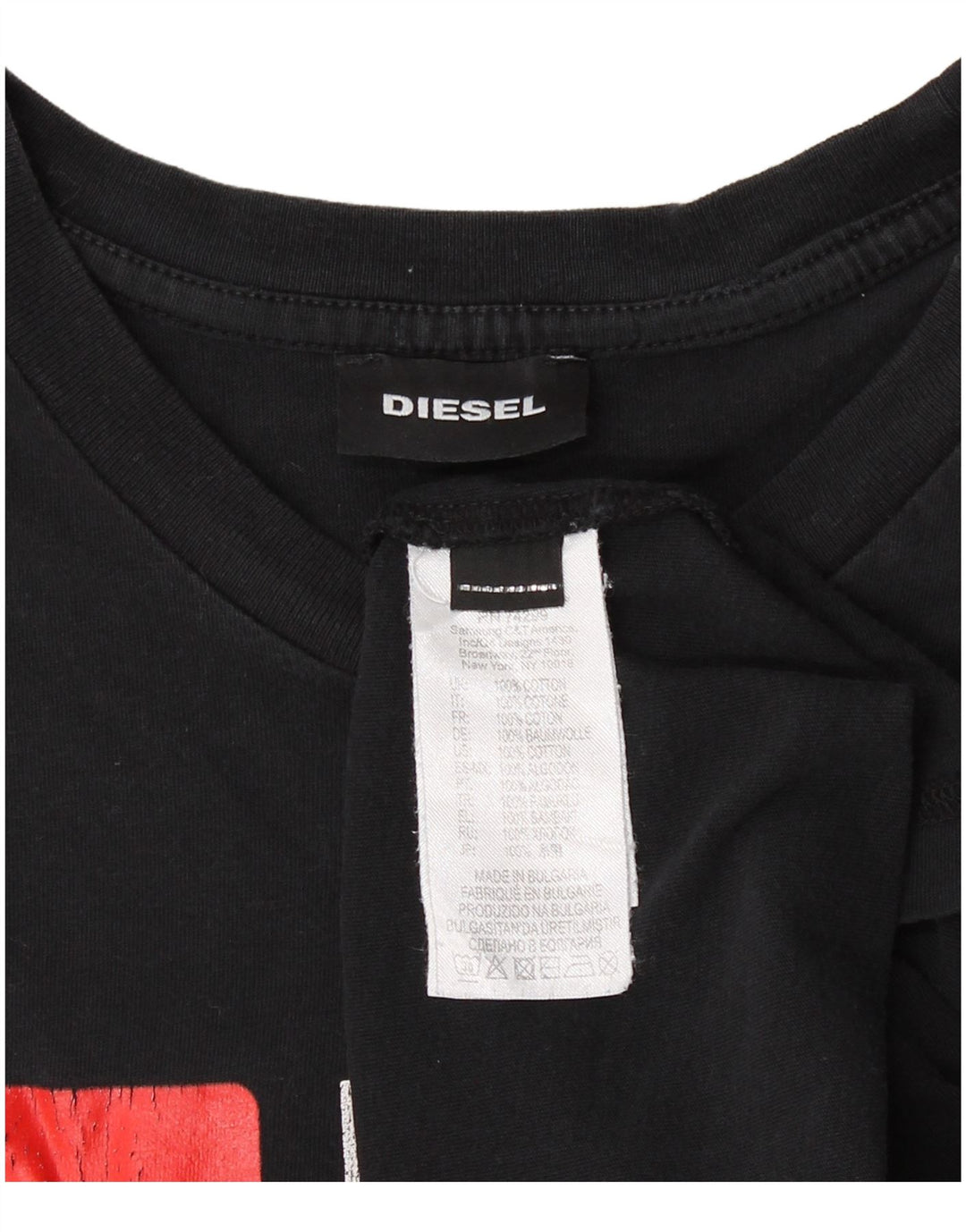 Ανδρικό γραφικό T-Shirt DIESEL Top Μικρό μαύρο βαμβακερό