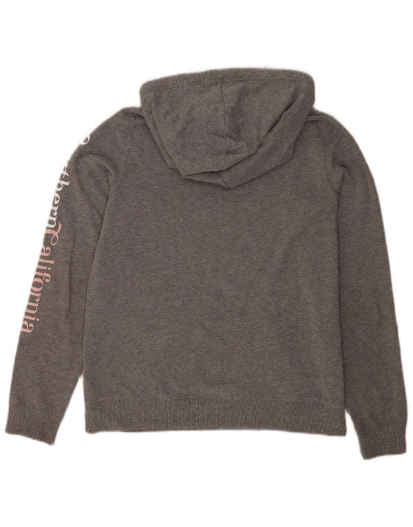 Hollister Γυναικεία γραφικά Relaxed Fit Hoodie Jumper UK 10 Small Grey Cotton