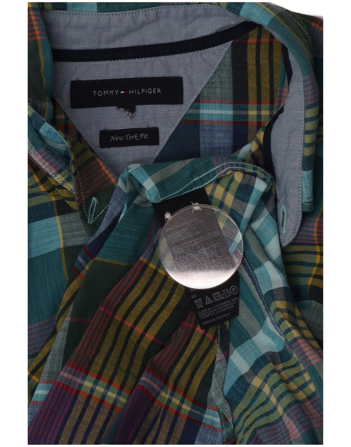 Ανδρικό πουκάμισο Tommy Hilfiger XL Turquoise Check Cotton