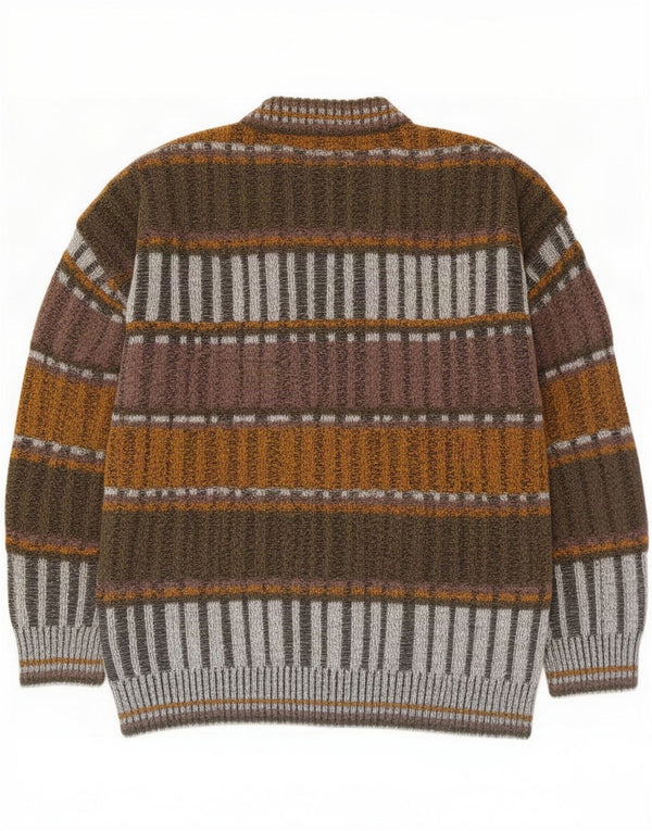 Vintage ανδρικό πουλόβερ με λαιμόκοψη IT 54 XL πολύχρωμο ριγέ