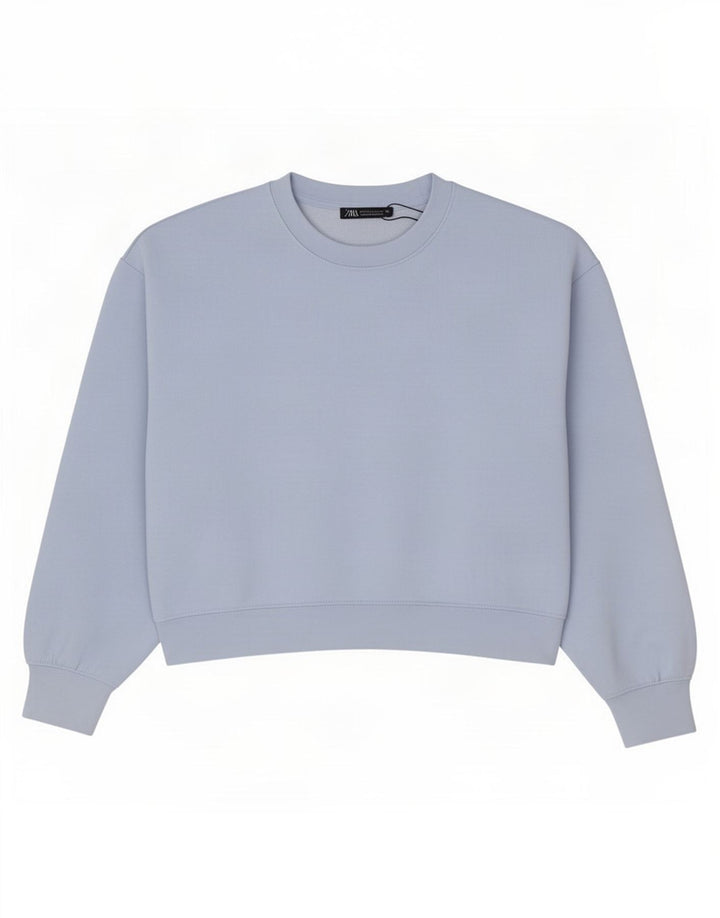 Zara Γυναικεία φούτερ μεγάλης κλίμακας Crop Jumper UK 10 Small Blue Polyester
