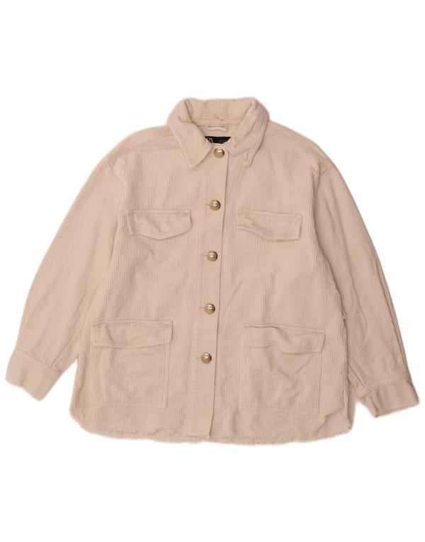 Zara Γυναικείο κοτλέ μπουφάν UK 10 Small Off White Βαμβακερό