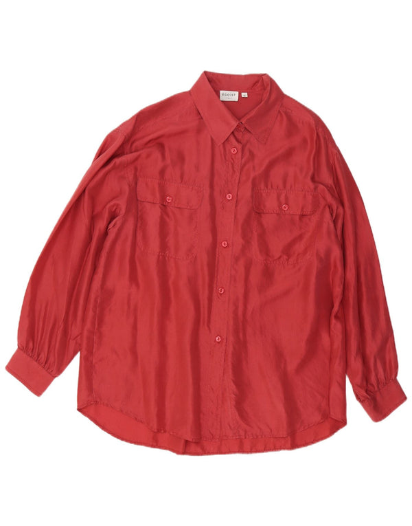 Vintage Γυναικείο πουκάμισο Oversized Μπλούζα UK 16 Large Burgundy Silk