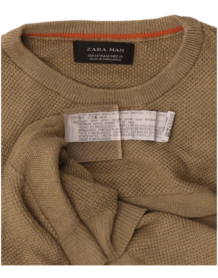 Ανδρικό πουλόβερ Zara Crew Neck Jumper Medium Khaki Acrylic