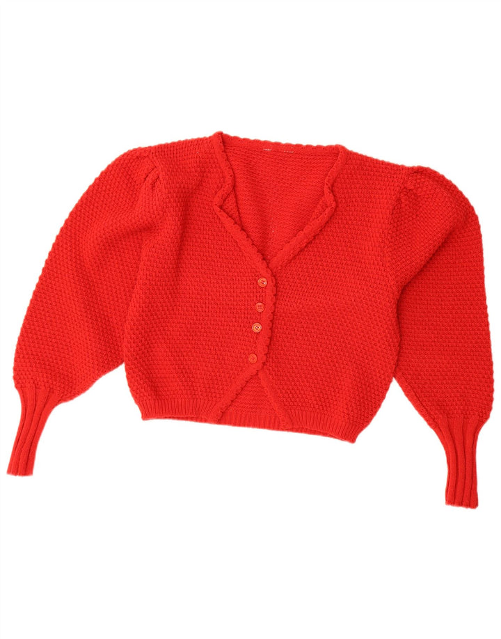 Vintage Γυναικείο Crop Cardigan πουλόβερ UK 12 Medium Red