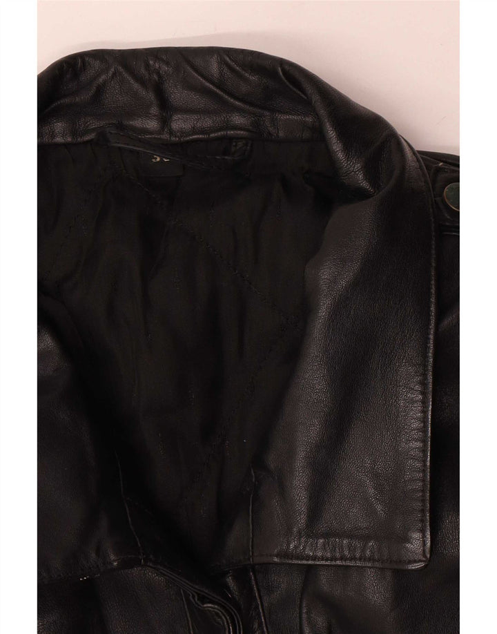 Vintage Γυναικείο Oversized Δερμάτινο Μπουφάν EU 36 Small Black Leather
