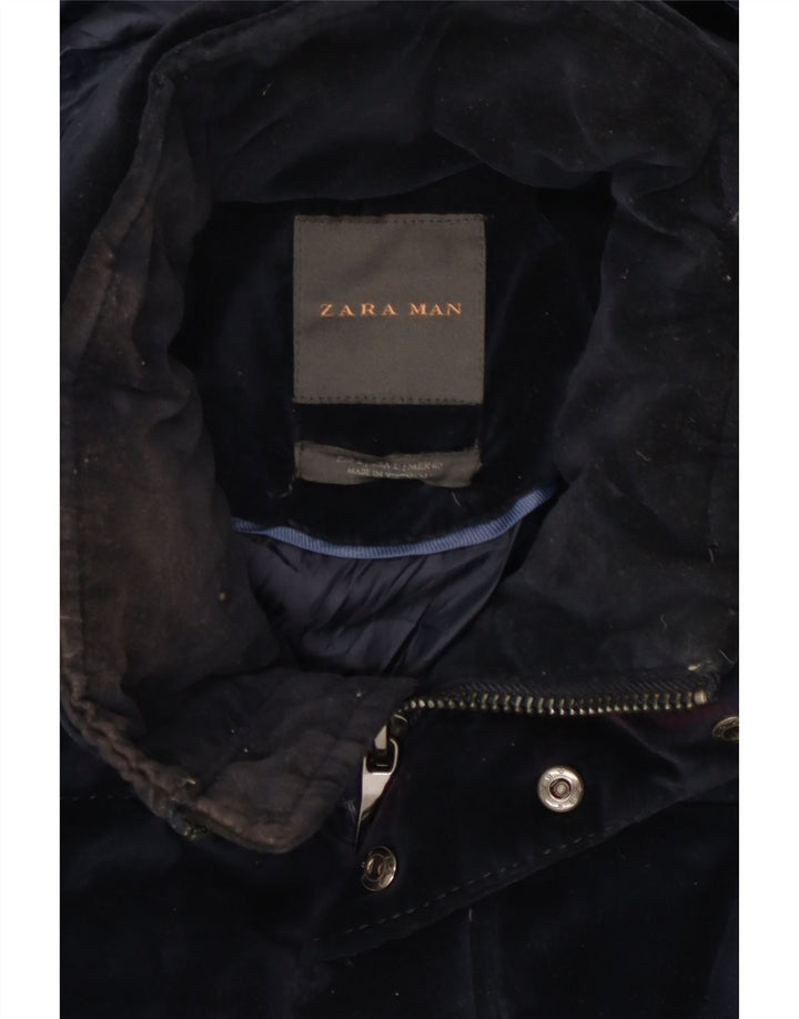 Zara Ανδρικό μπουφάν με κουκούλα UK 40 Large Navy Blue Polyester