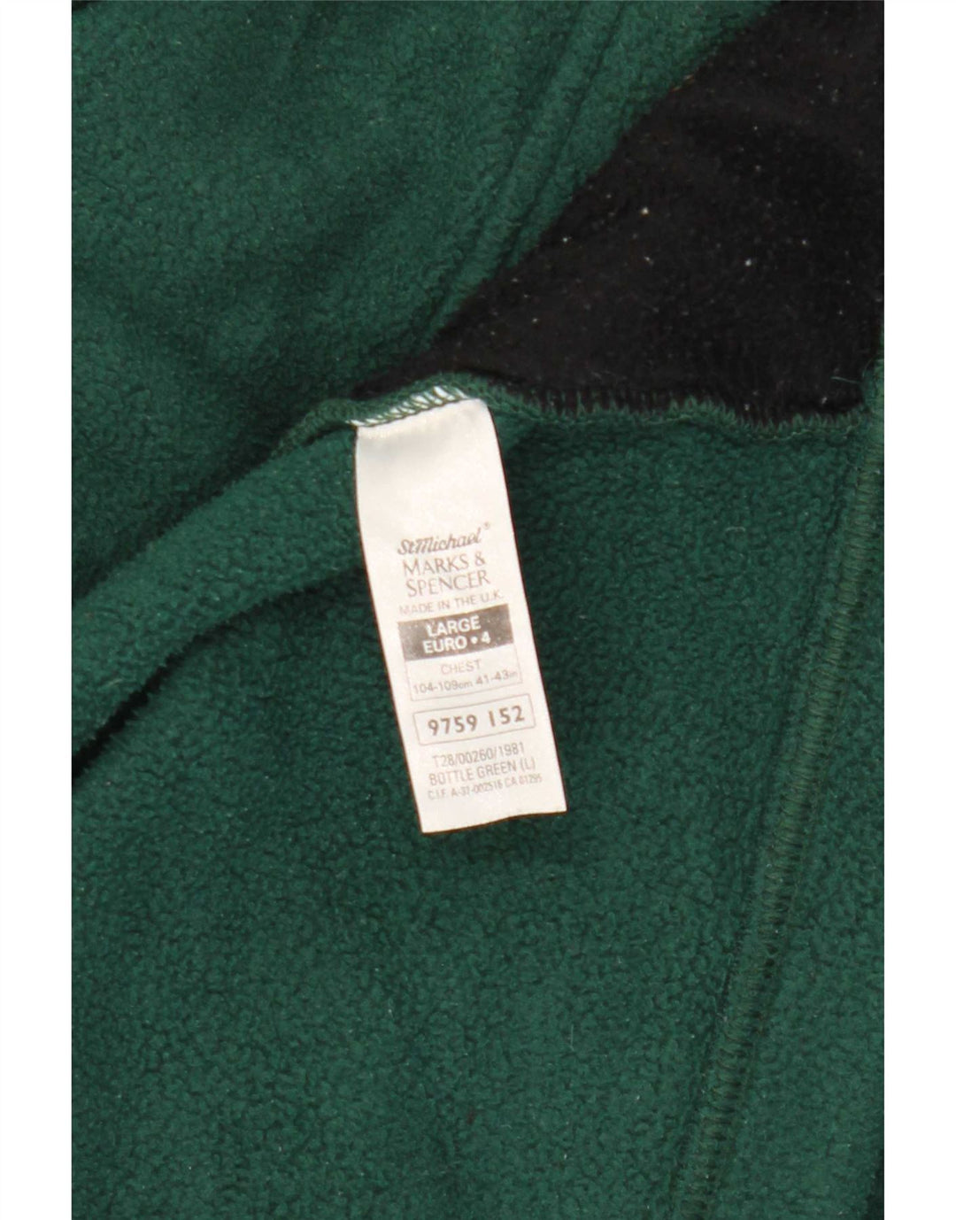 Marks & Spencer Mens Fleece Jacket UK 40 Large Green Polyester