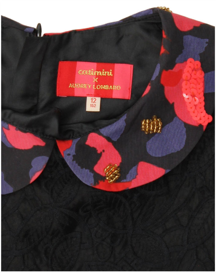 Catimini Girls Basic φόρεμα 11-12 ετών Μαύρο Floral Polyester