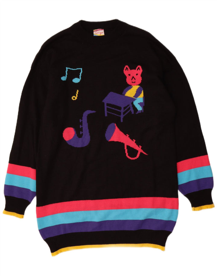 Γυναικείο γραφικό φόρεμα UK 16 Vintage, μαύρο χρώμα