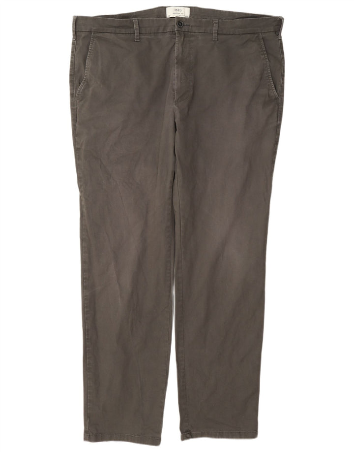 Marks & Spencer Ανδρικό παντελόνι Chino με κανονική εφαρμογή W40 L33 Γκρι βαμβακερό