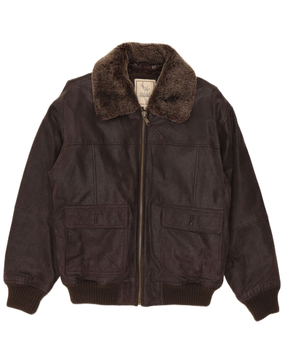 Blustaff Ανδρικό Bomber Shearling Jacket UK 38 Medium Brown Δερμάτινο