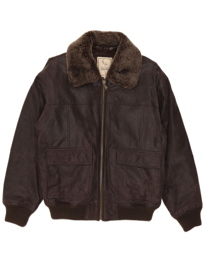 Blustaff Ανδρικό Bomber Shearling Jacket UK 38 Medium Brown Δερμάτινο