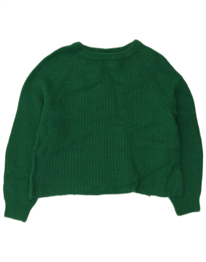 BARBOUR Γυναικείο Crop Boat Neck Jumper UK 12 Medium Green Wool