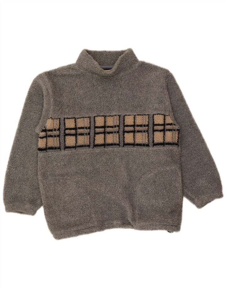 Vintage Ανδρικό Fleece Jumper Medium Grey Geometric