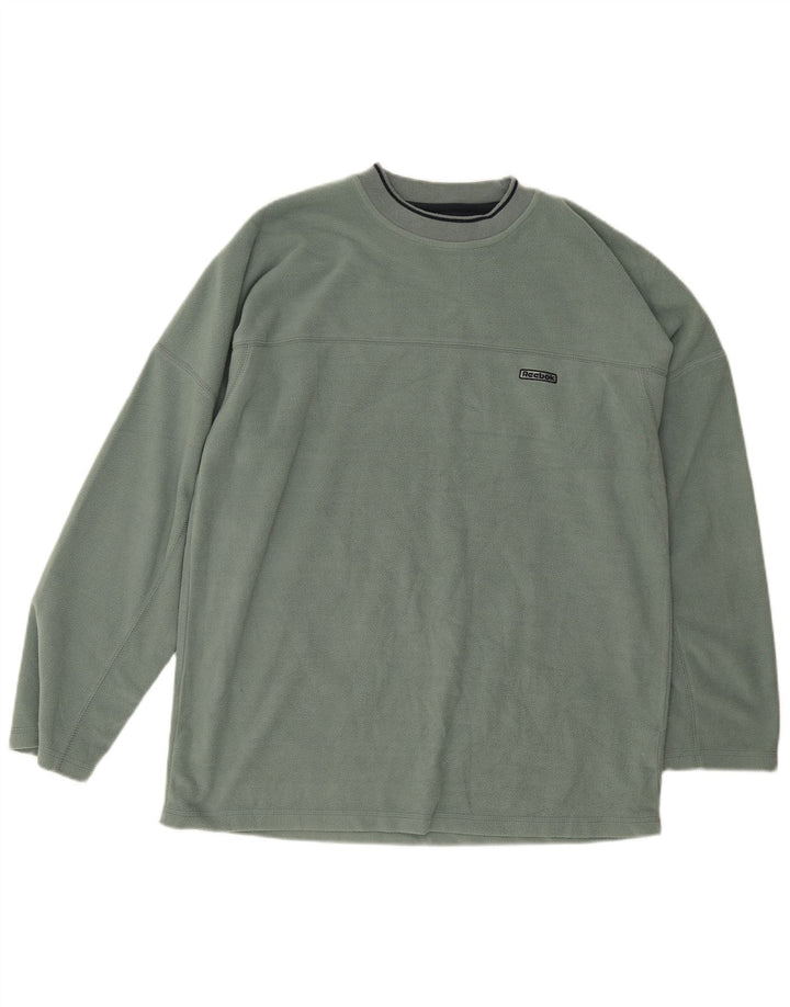 Reebok Mens Fleece Jumper UK 40 Medium Green Polyester