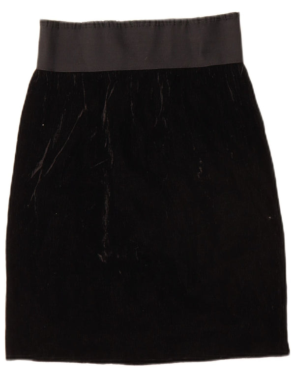 Vintage Womens Velvet A-Line Skirt W28 Medium Black