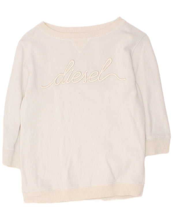 Γυναικεία φούτερ Diesel Graphic 3/4 μανίκια Jumper UK 4 XS Λευκό βαμβακερό