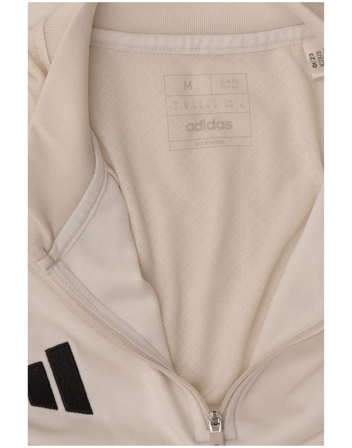 ADIDAS Mens Aeroready Slim Fit Pullover Tracksuit Top Medium Off White