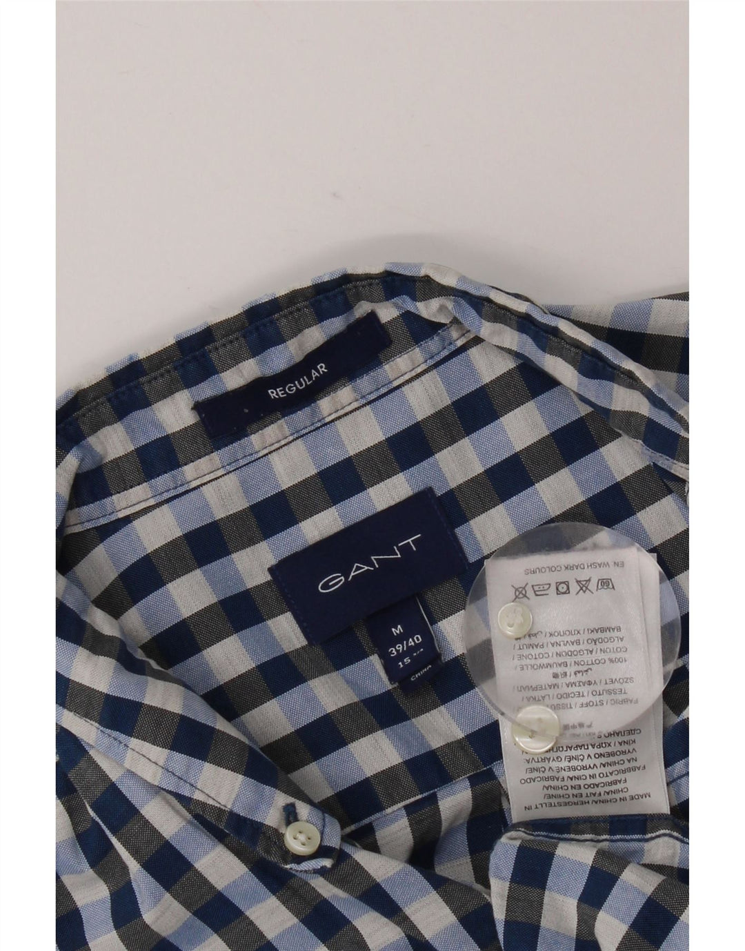 Ανδρικό πουκάμισο Gant Regular Fit Size 39/40 15 1/2 Medium Blue Gingham Cotton