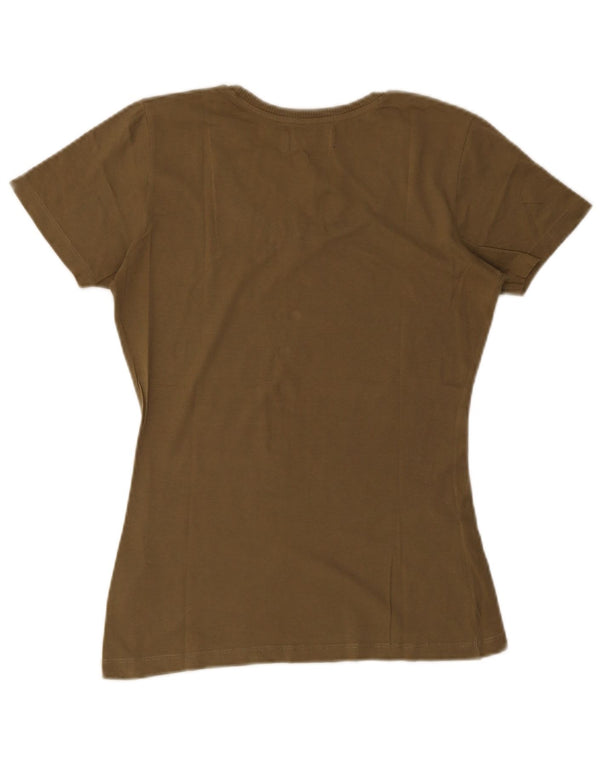 Diesel Γυναικείο γραφικό T-Shirt Top UK 10 Small Khaki Βαμβάκι