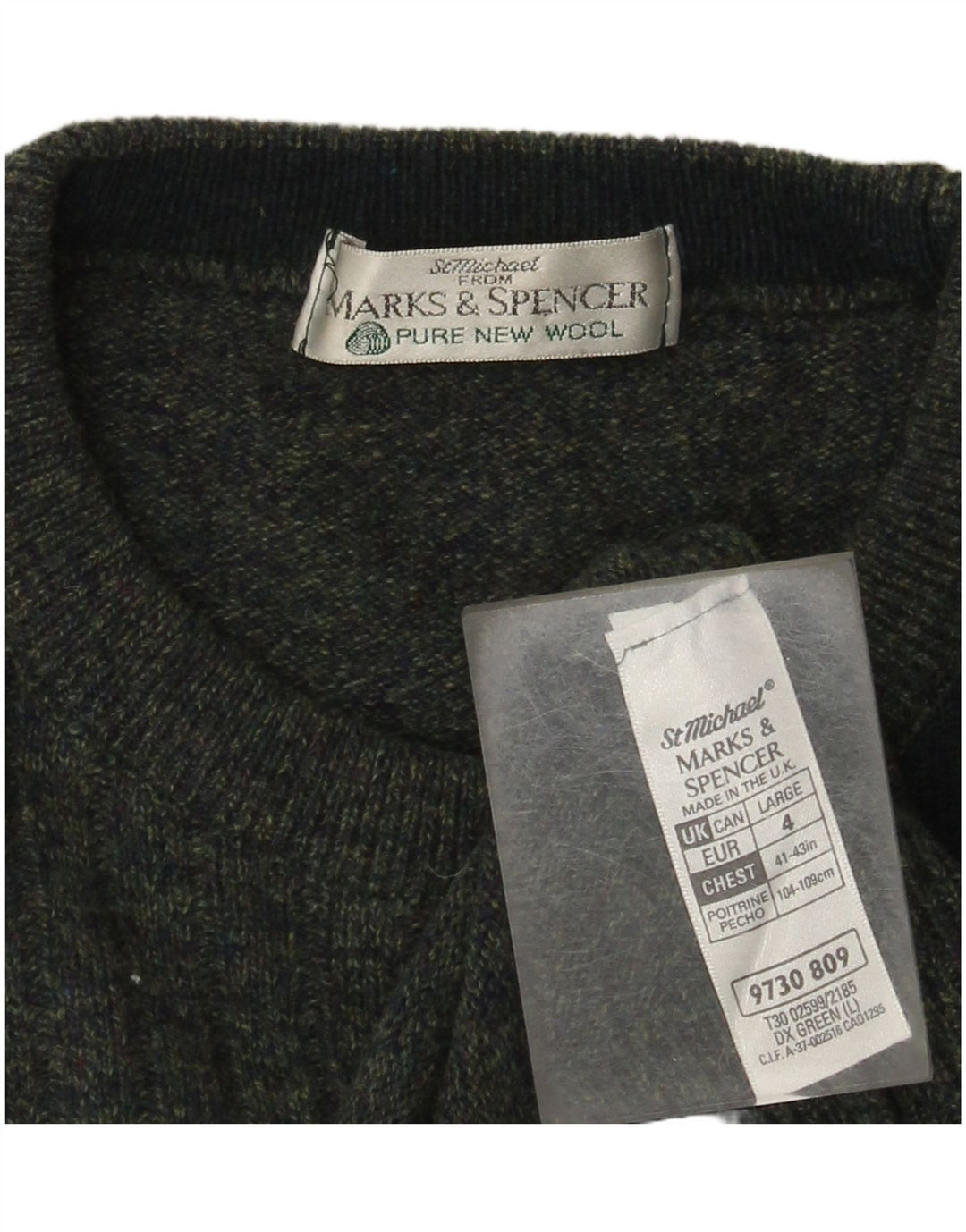 Marks & Spencer Ανδρικό πουλόβερ με λαιμόκοψη με μεγάλο πράσινο χρώμα