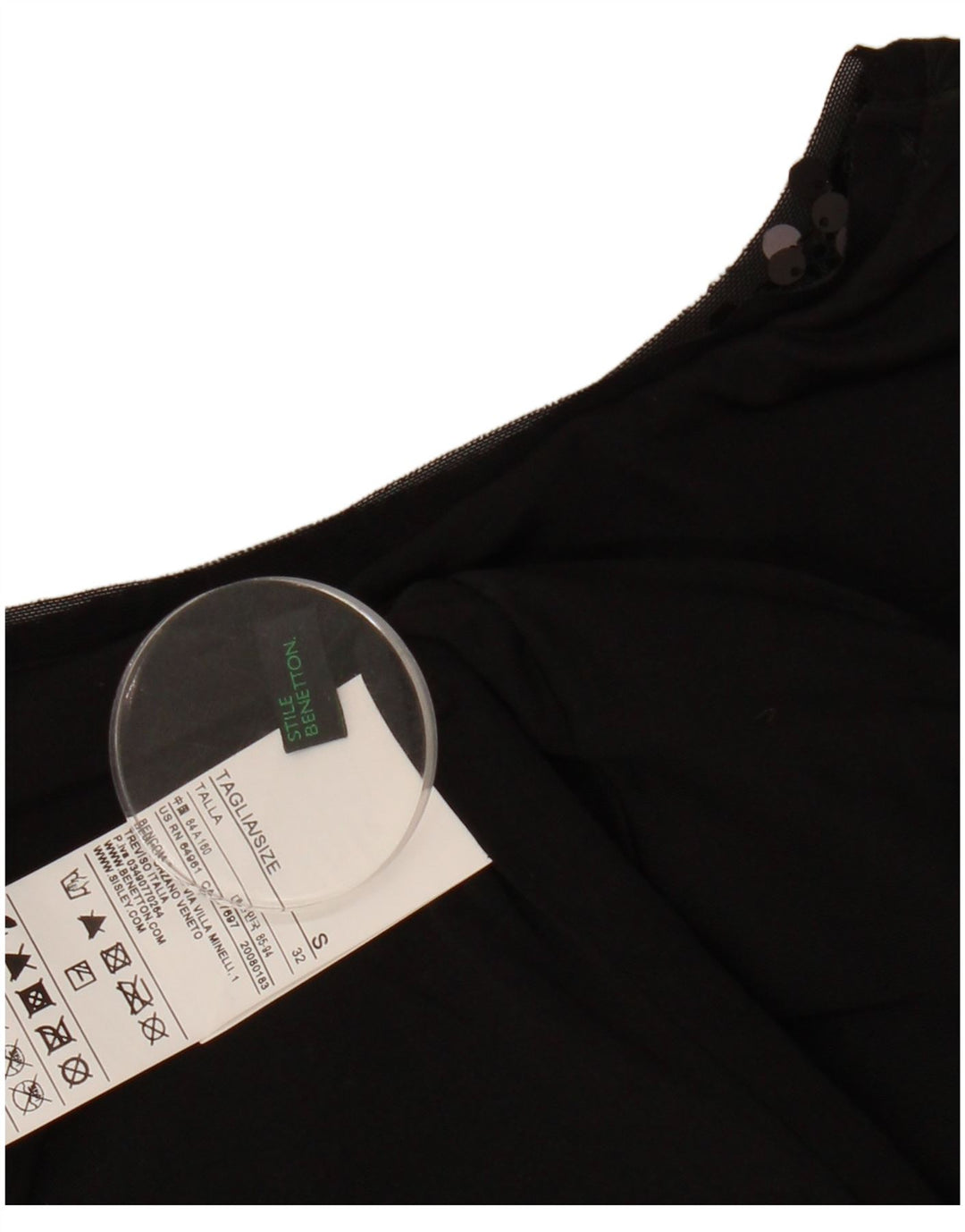 BENETTON Γυναικείο Αμάνικο Shift Φόρεμα UK 10 Small Black Polyester
