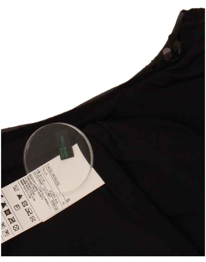 BENETTON Γυναικείο Αμάνικο Shift Φόρεμα UK 10 Small Black Polyester