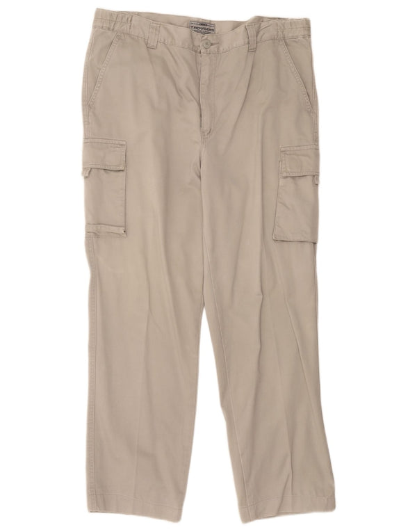 Vintage Womens Straight Cargo Trousers IT 52 XL W40 L28 Grey Cotton