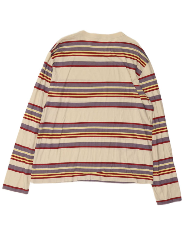 Ανδρικό τοπ Benetton Μακρυμάνικο XL Off White Βαμβακερό ριγέ