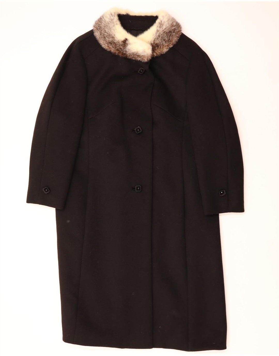 VINTAGE Γυναικείο Παλτό UK 14 Large Black Wool