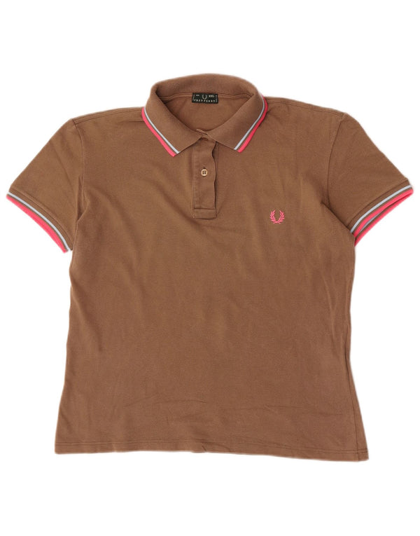 Fred Perry Γυναικείο Πόλο Μπλουζάκι UK 20 2XL Καφέ βαμβακερό