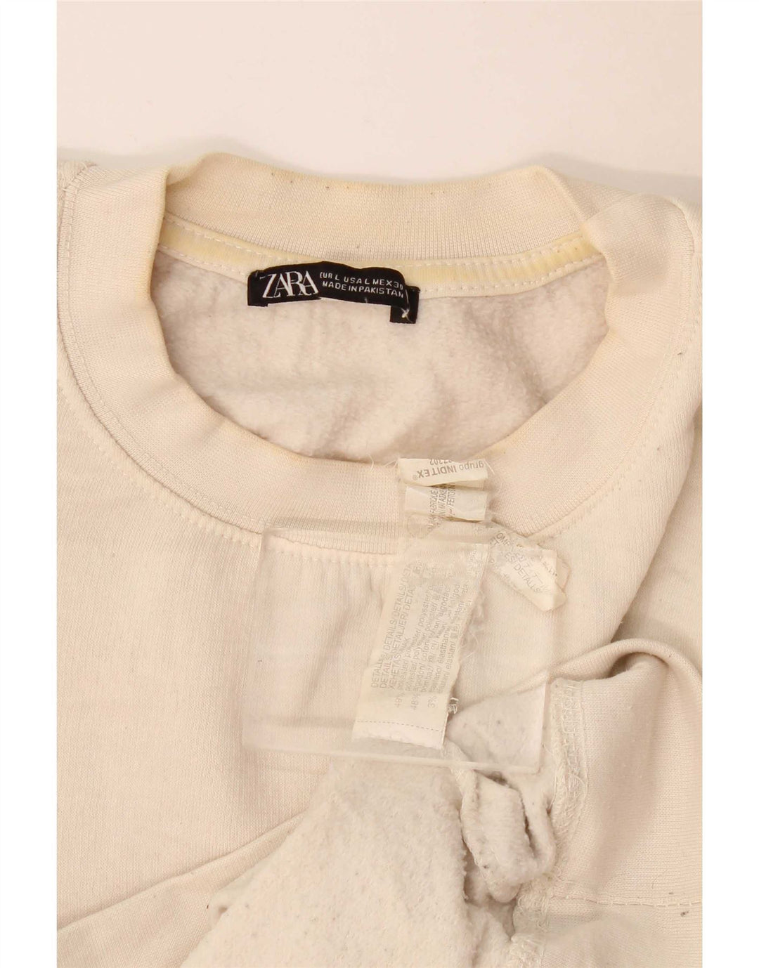 Zara Γυναικεία Φούτερ Jumper UK 16 Large Off White Polyester