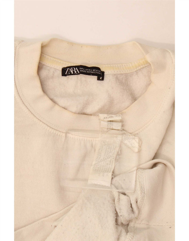 Zara Γυναικεία Φούτερ Jumper UK 16 Large Off White Polyester