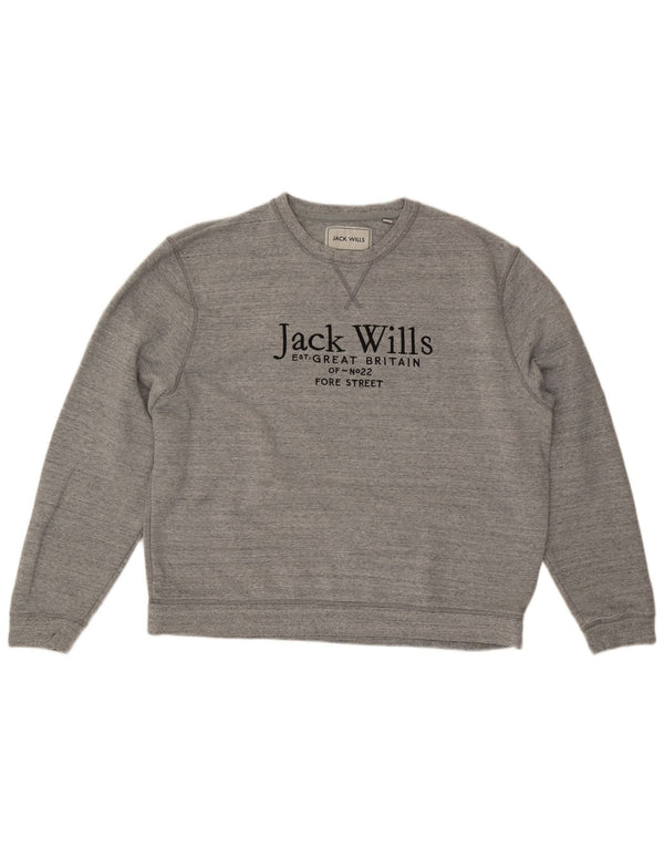 JACK & JONES Ανδρικό γραφικό φούτερ Jumper 2XL Γκρι βαμβακερό