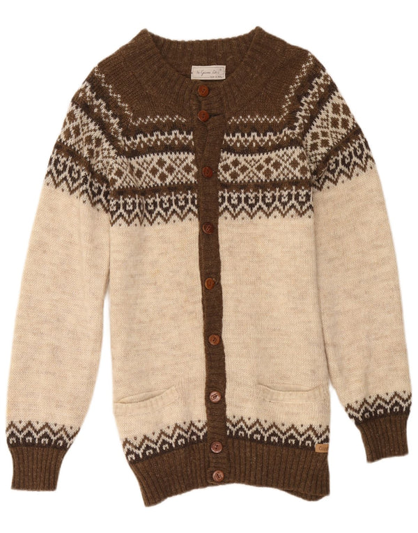 Gianni Abra Γυναικείο πουλόβερ Longline Cardigan IT 52 2XL Brown Fair Isle
