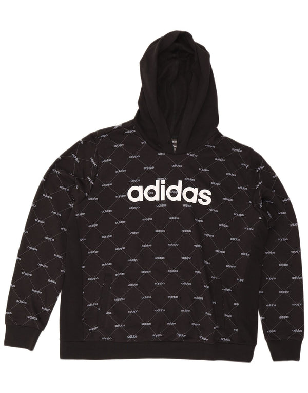 Γυναικείο γραφικό κουκούλα Adidas UK 24/26 2XL μαύρο βαμβακερό