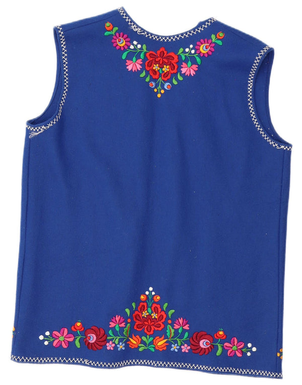 Vintage Γυναικεία Αμάνικη Ανοιχτή Ζακέτα UK 18 XL Blue Floral