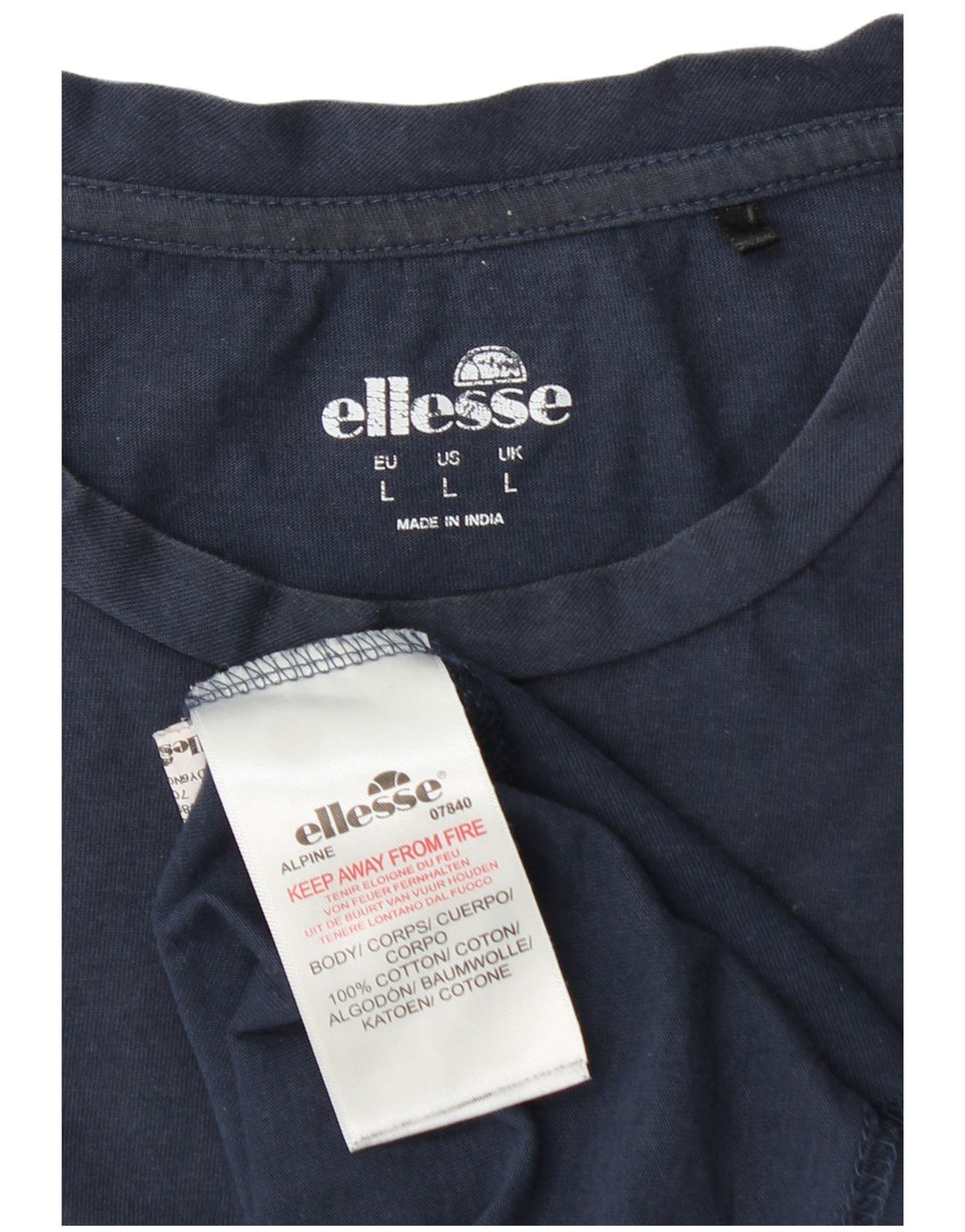 Ellesse Ανδρικό γραφικό T-Shirt Top Large Navy Blue από βαμβάκι