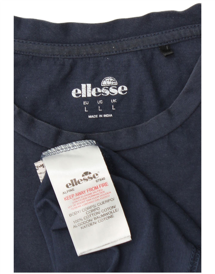 Ellesse Ανδρικό γραφικό T-Shirt Top Large Navy Blue από βαμβάκι